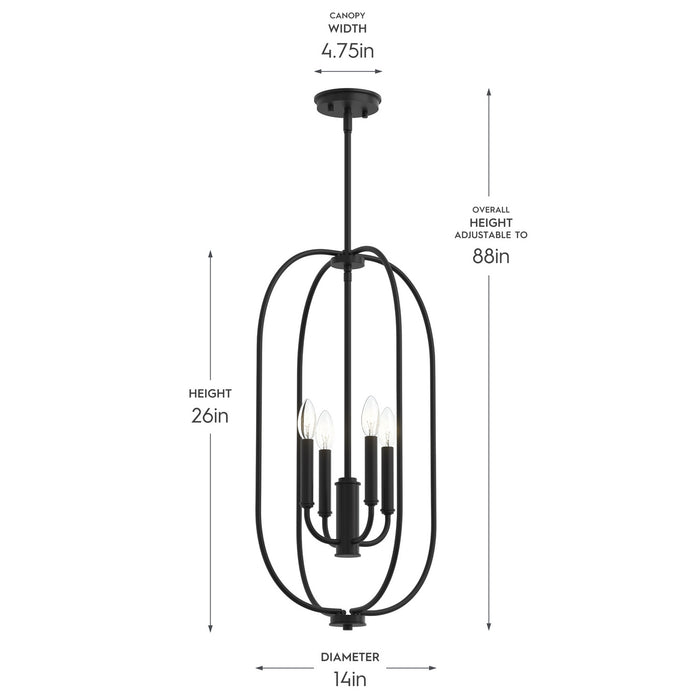 Progress Lighting - P500510-31M - Four Light Foyer Pendant - Reines - Matte Black