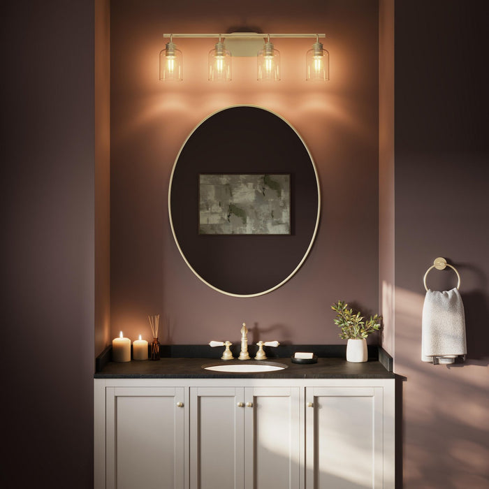 Progress Lighting - P300568-191 - Four Light Bath Vanity - Reines - Brushed Gold