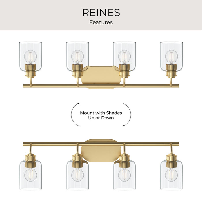 Progress Lighting - P300568-191 - Four Light Bath Vanity - Reines - Brushed Gold