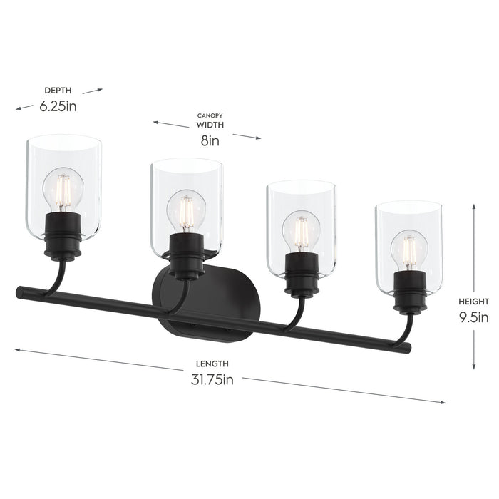 Progress Lighting - P300568-31M - Four Light Bath Vanity - Reines - Matte Black