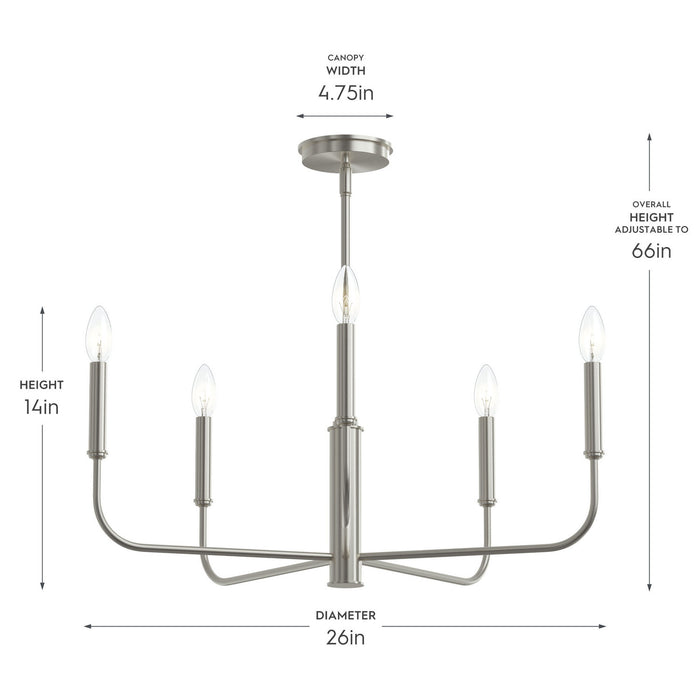 Progress Lighting - P400446-009 - Five Light Chandelier - Reines - Brushed Nickel