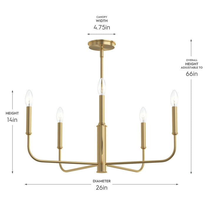 Progress Lighting - P400446-191 - Five Light Chandelier - Reines - Brushed Gold