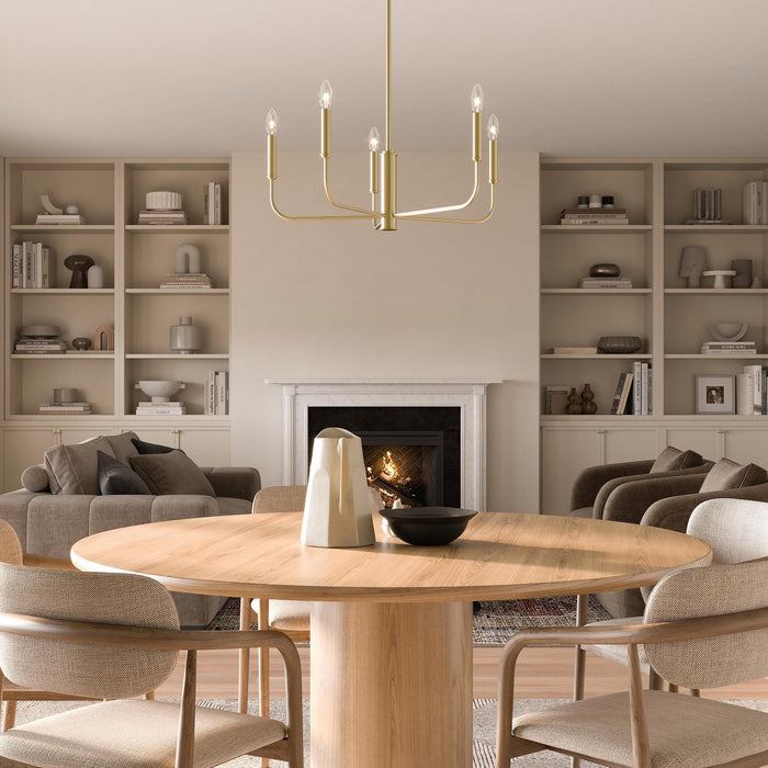 Progress Lighting - P400446-191 - Five Light Chandelier - Reines - Brushed Gold