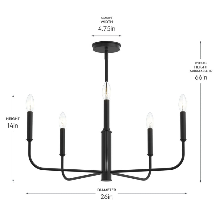 Progress Lighting - P400446-31M - Five Light Chandelier - Reines - Matte Black