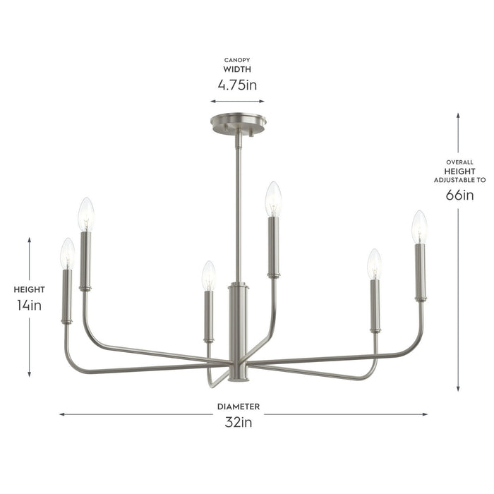 Progress Lighting - P400448-009 - Six Light Chandelier - Reines - Brushed Nickel