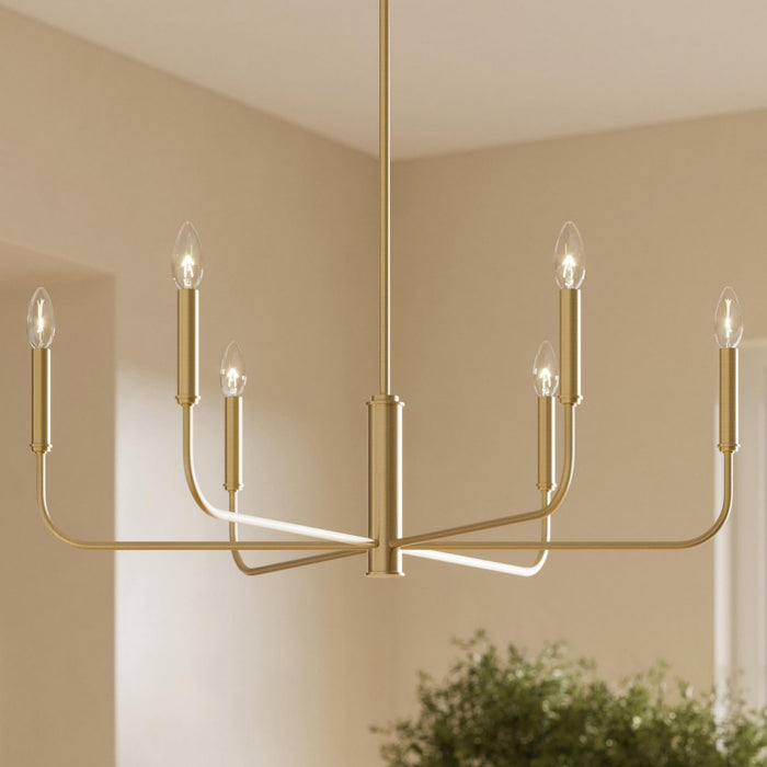 Progress Lighting - P400448-191 - Six Light Chandelier - Reines - Brushed Gold