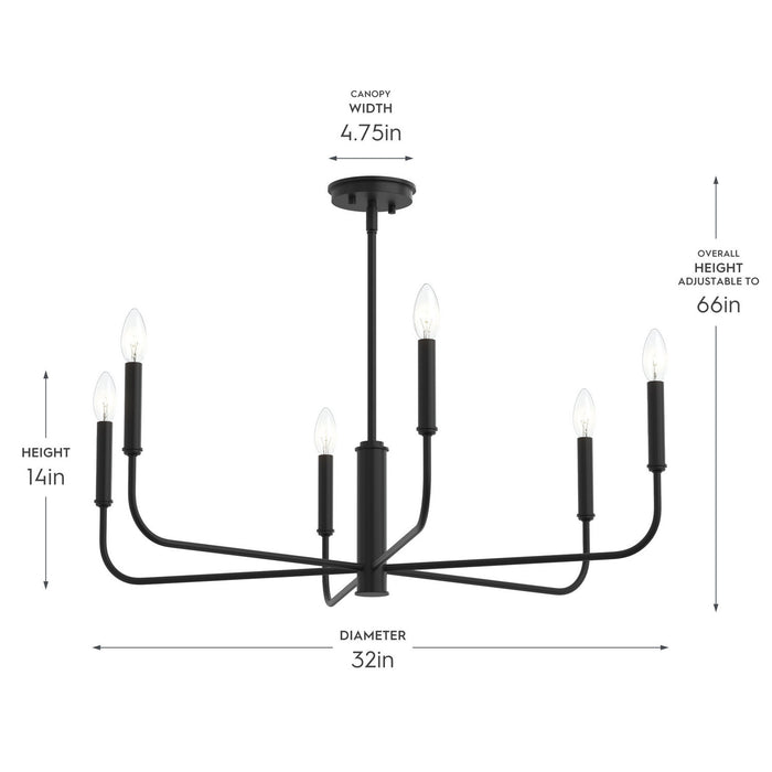 Progress Lighting - P400448-31M - Six Light Chandelier - Reines - Matte Black