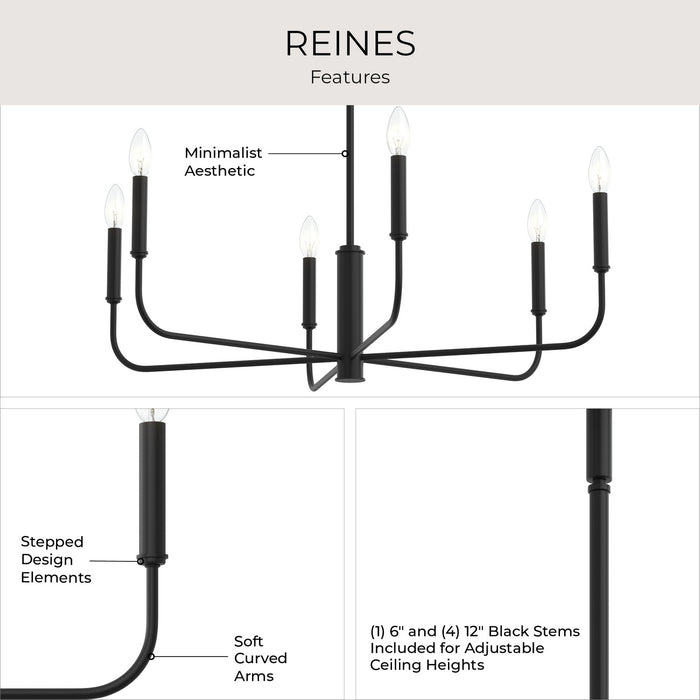Progress Lighting - P400448-31M - Six Light Chandelier - Reines - Matte Black