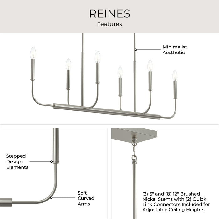 Progress Lighting - P400450-009 - Six Light Linear Chandelier - Reines - Brushed Nickel