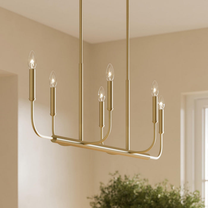 Progress Lighting - P400450-191 - Six Light Linear Chandelier - Reines - Brushed Gold