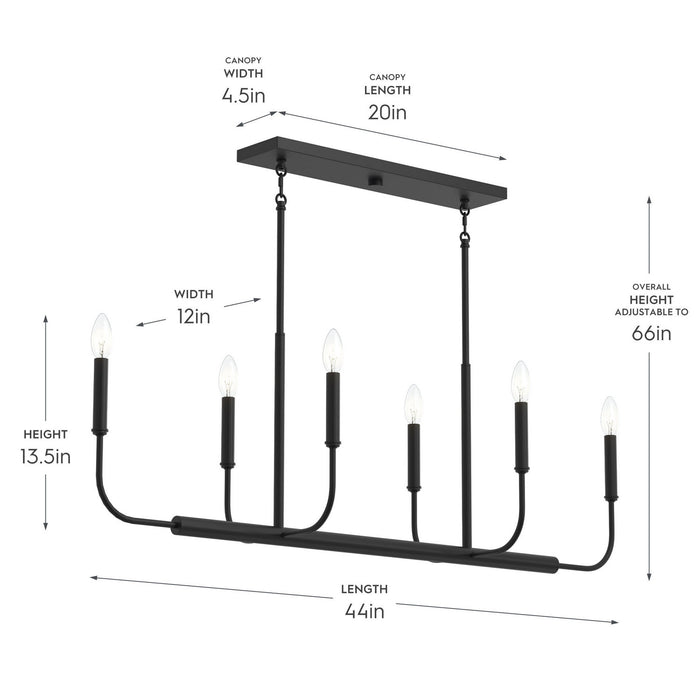 Progress Lighting - P400450-31M - Six Light Linear Chandelier - Reines - Matte Black