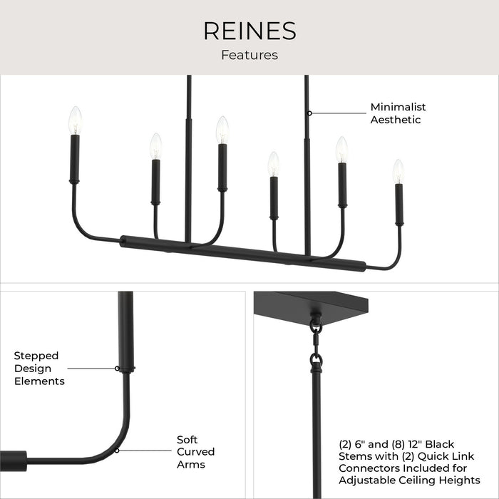 Progress Lighting - P400450-31M - Six Light Linear Chandelier - Reines - Matte Black