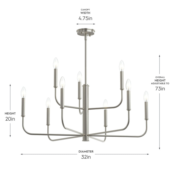 Progress Lighting - P400449-009 - Nine Light Chandelier - Reines - Brushed Nickel