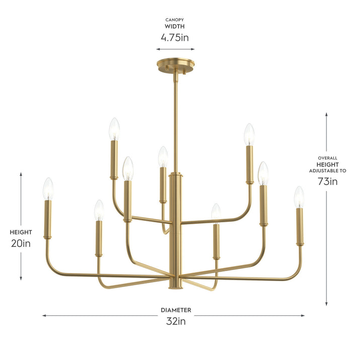 Progress Lighting - P400449-191 - Nine Light Chandelier - Reines - Brushed Gold