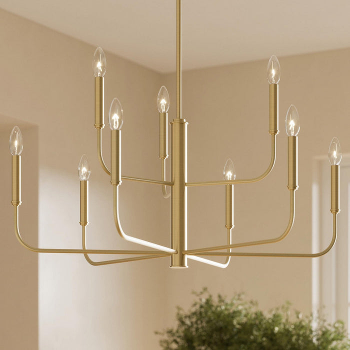 Progress Lighting - P400449-191 - Nine Light Chandelier - Reines - Brushed Gold
