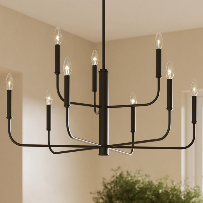 Progress Lighting - P400449-31M - Nine Light Chandelier - Reines - Matte Black