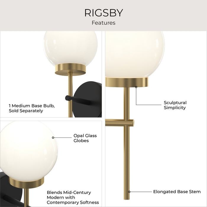 Progress Lighting - P710157-319 - One Light Wall Sconce - Rigsby - Matte Black and Brushed Gold