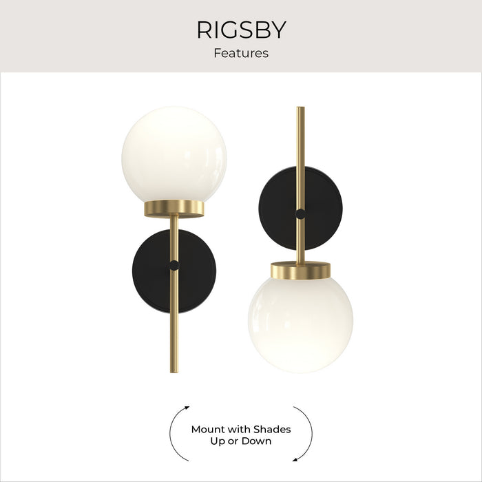 Progress Lighting - P710157-319 - One Light Wall Sconce - Rigsby - Matte Black and Brushed Gold