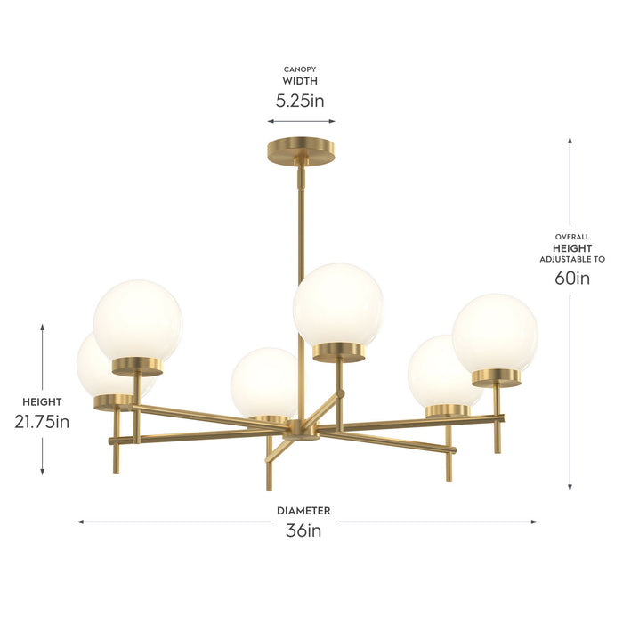 Progress Lighting - P400469-191 - Six Light Chandelier - Rigsby - Brushed Gold