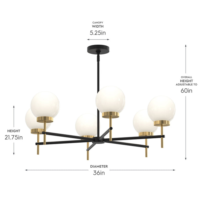 Progress Lighting - P400469-319 - Six Light Chandelier - Rigsby - Matte Black and Brushed Gold