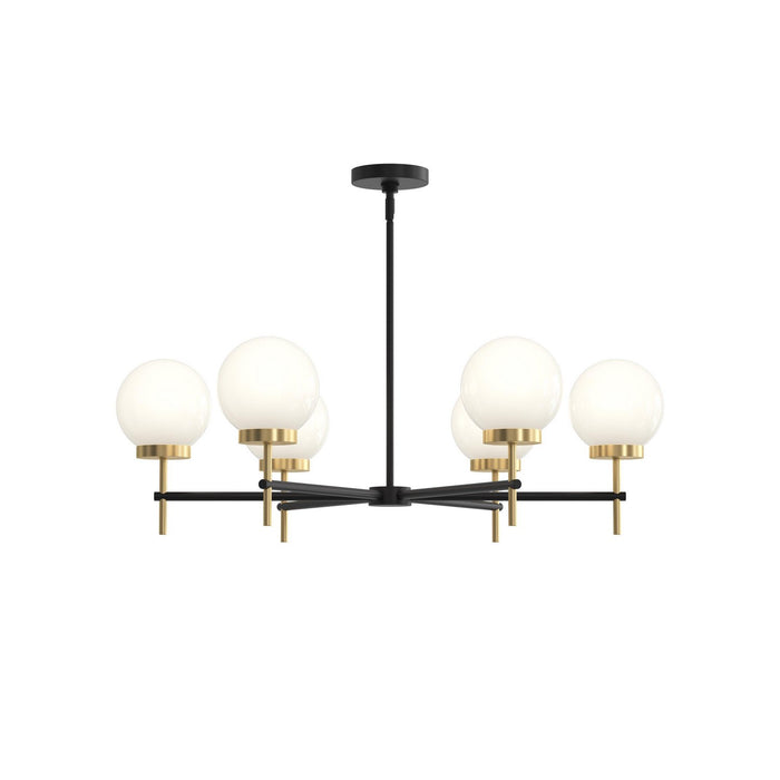 Progress Lighting - P400469-319 - Six Light Chandelier - Rigsby - Matte Black and Brushed Gold