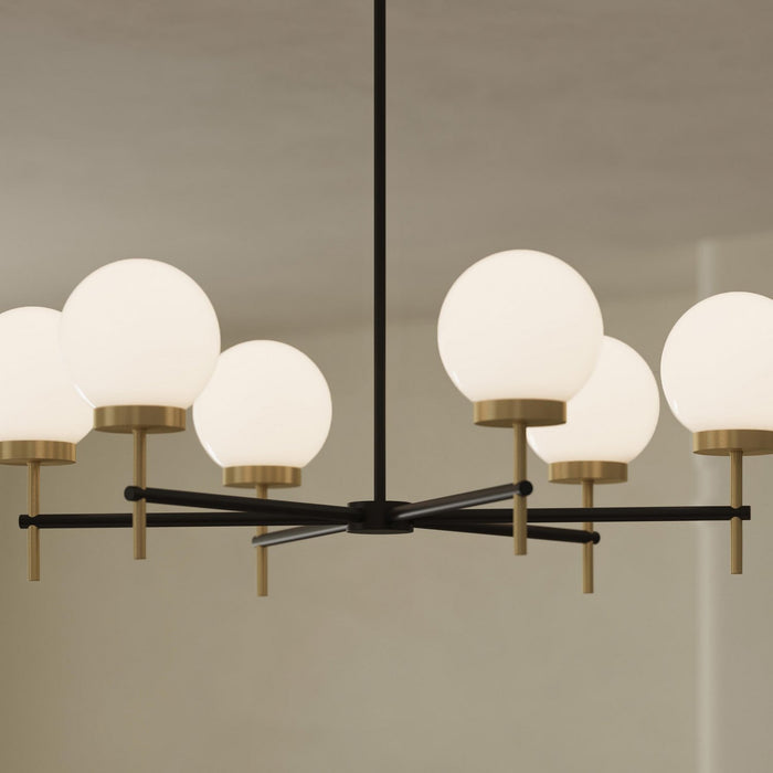 Progress Lighting - P400469-319 - Six Light Chandelier - Rigsby - Matte Black and Brushed Gold