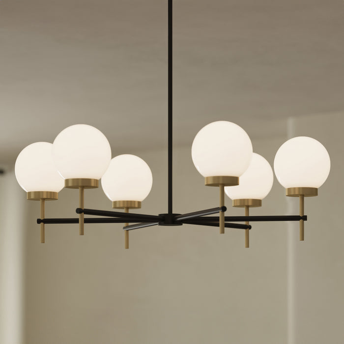 Progress Lighting - P400469-319 - Six Light Chandelier - Rigsby - Matte Black and Brushed Gold