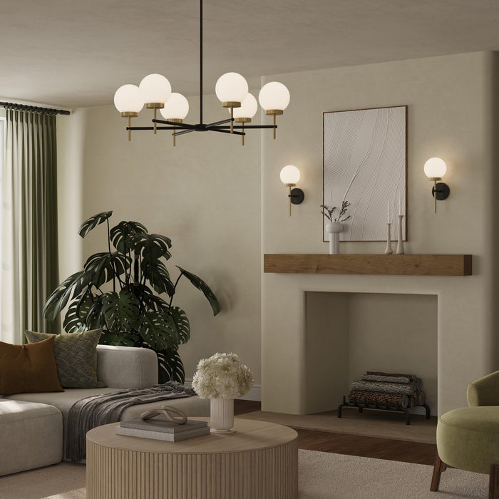 Progress Lighting - P400469-319 - Six Light Chandelier - Rigsby - Matte Black and Brushed Gold