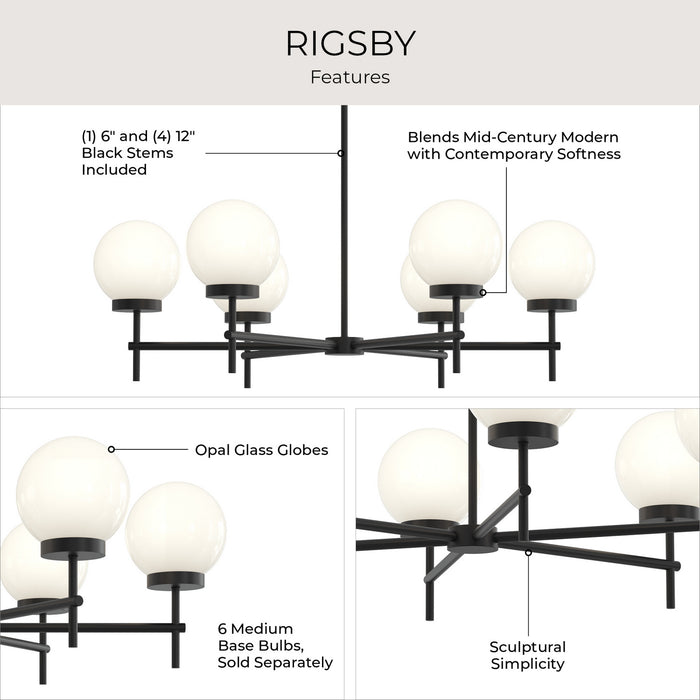 Progress Lighting - P400469-31M - Six Light Chandelier - Rigsby - Matte Black