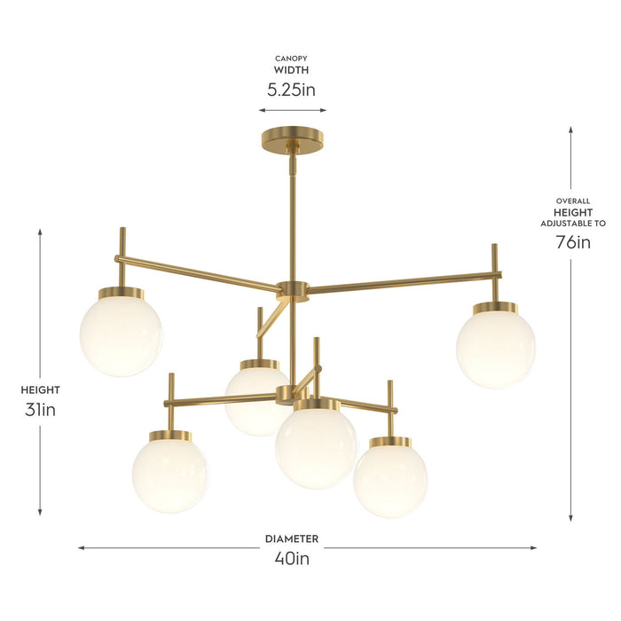 Progress Lighting - P400470-191 - Six Light Chandelier - Rigsby - Brushed Gold
