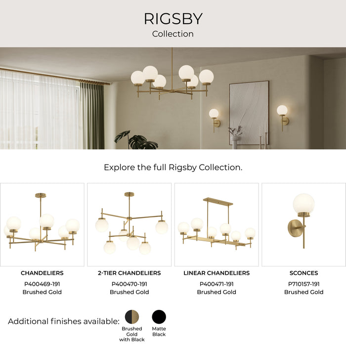 Progress Lighting - P400470-191 - Six Light Chandelier - Rigsby - Brushed Gold