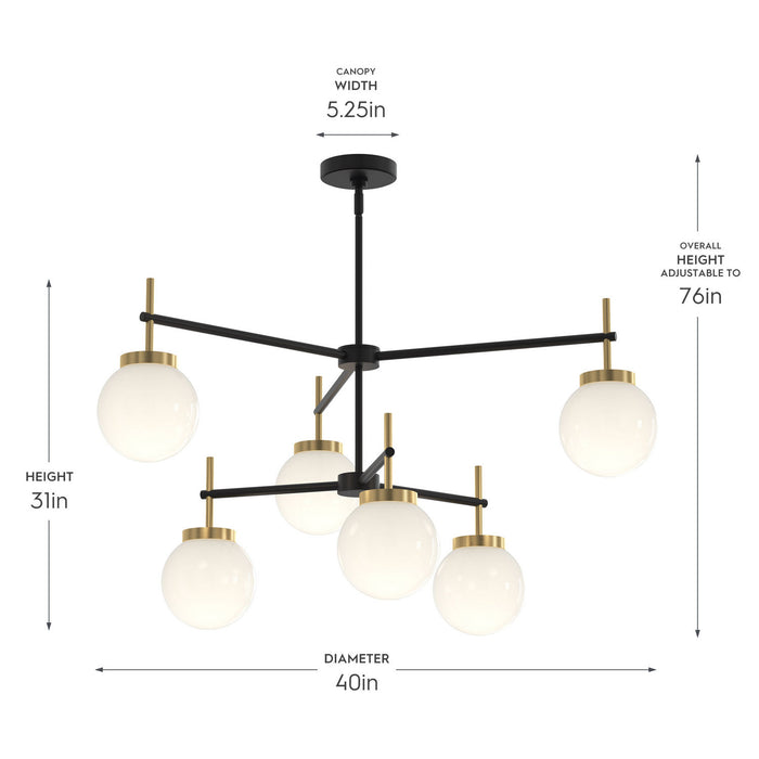 Progress Lighting - P400470-319 - Six Light Chandelier - Rigsby - Matte Black and Brushed Gold
