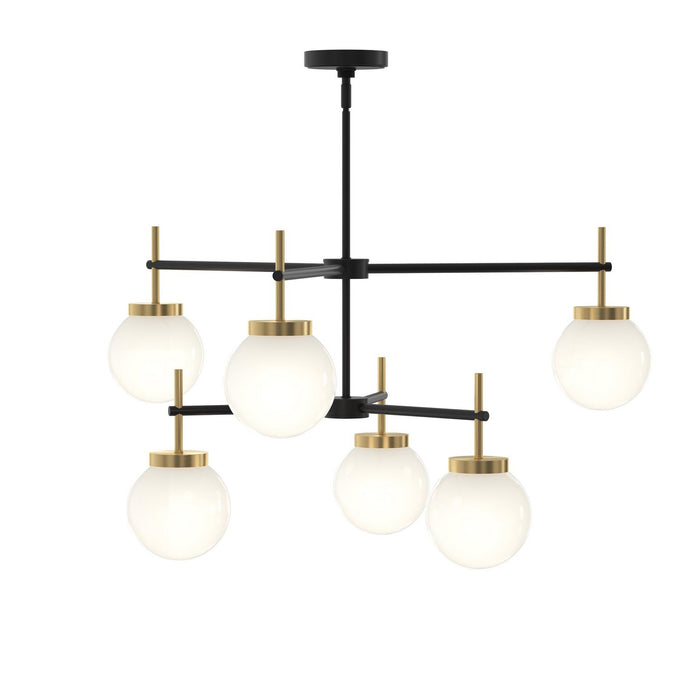 Progress Lighting - P400470-319 - Six Light Chandelier - Rigsby - Matte Black and Brushed Gold