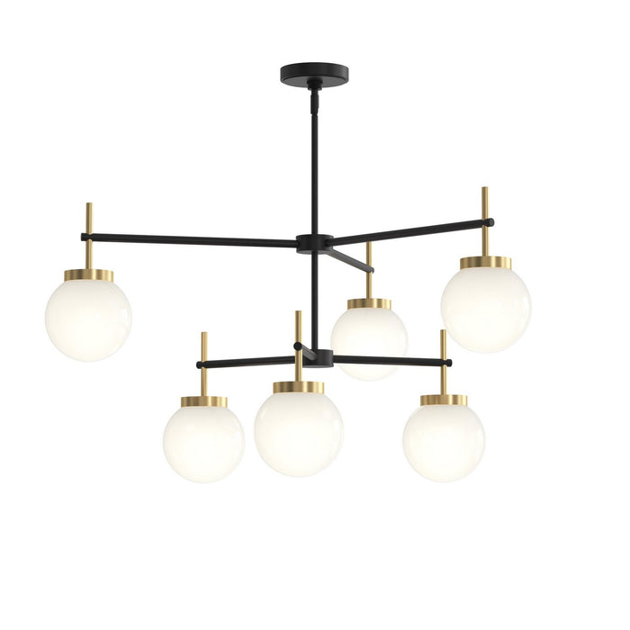 Progress Lighting - P400470-319 - Six Light Chandelier - Rigsby - Matte Black and Brushed Gold
