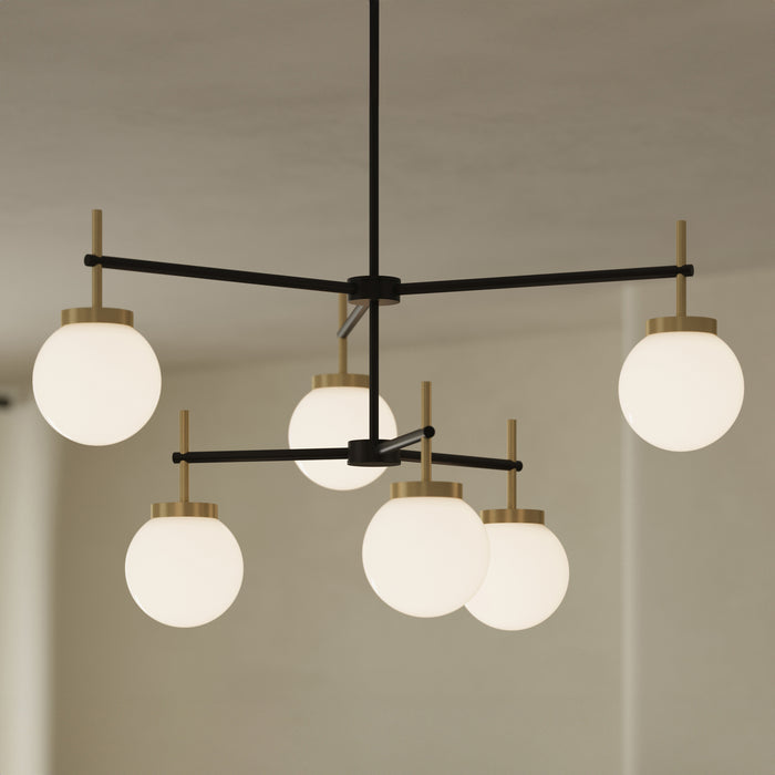 Progress Lighting - P400470-319 - Six Light Chandelier - Rigsby - Matte Black and Brushed Gold