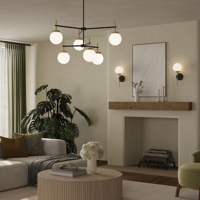 Progress Lighting - P400470-319 - Six Light Chandelier - Rigsby - Matte Black and Brushed Gold