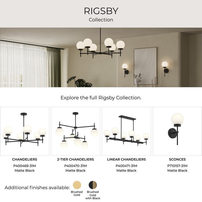 Progress Lighting - P400470-31M - Six Light Chandelier - Rigsby - Matte Black
