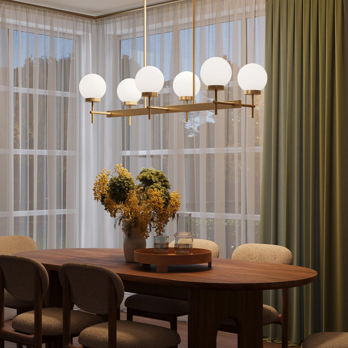 Progress Lighting - P400471-191 - Six Light Linear Chandelier - Rigsby - Brushed Gold