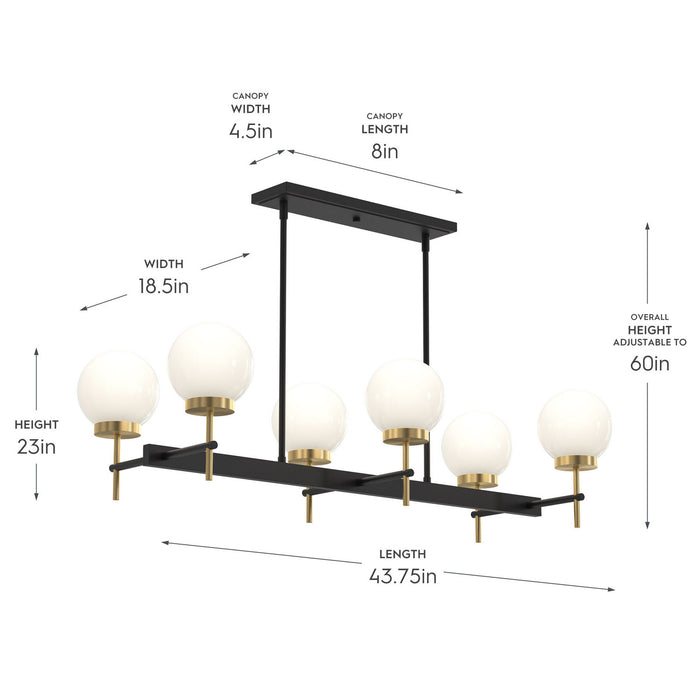 Progress Lighting - P400471-319 - Six Light Linear Chandelier - Rigsby - Matte Black and Brushed Gold