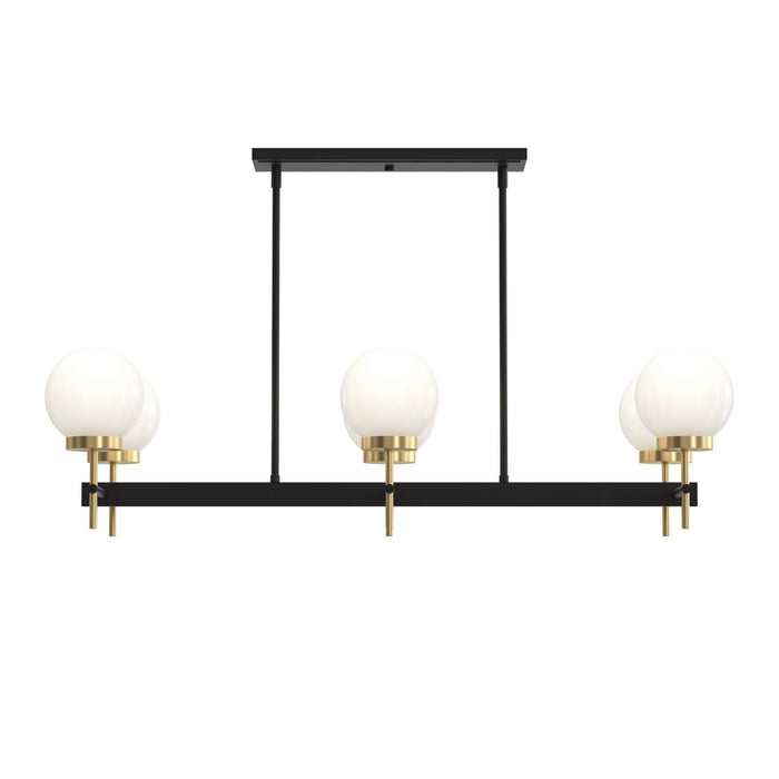 Progress Lighting - P400471-319 - Six Light Linear Chandelier - Rigsby - Matte Black and Brushed Gold