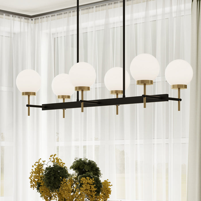 Progress Lighting - P400471-319 - Six Light Linear Chandelier - Rigsby - Matte Black and Brushed Gold