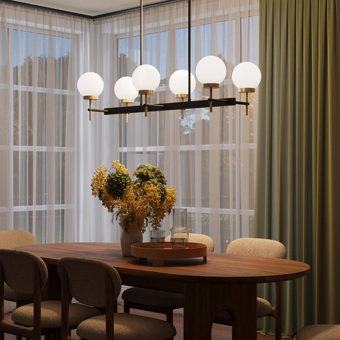 Progress Lighting - P400471-319 - Six Light Linear Chandelier - Rigsby - Matte Black and Brushed Gold