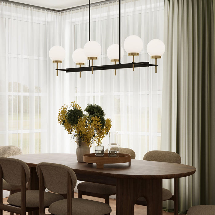 Progress Lighting - P400471-319 - Six Light Linear Chandelier - Rigsby - Matte Black and Brushed Gold