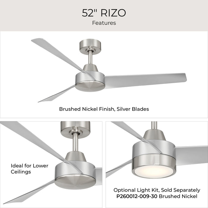 Progress Lighting - P250129-009 - 52" Ceiling Fan - Rizo - Brushed Nickel