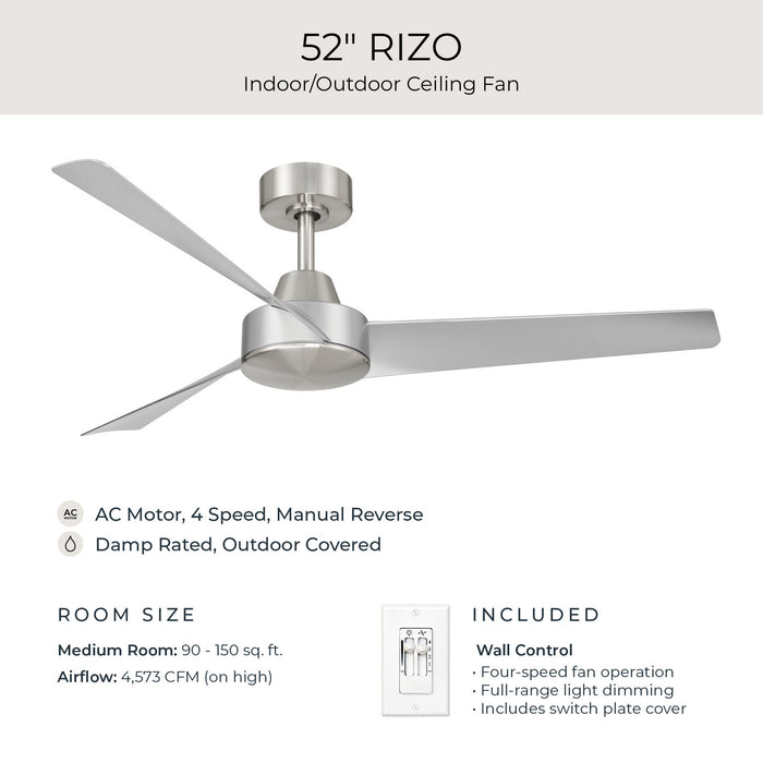 Progress Lighting - P250129-009 - 52" Ceiling Fan - Rizo - Brushed Nickel
