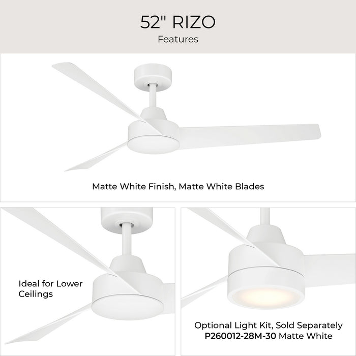 Progress Lighting - P250129-28M - 52" Ceiling Fan - Rizo - Matte White