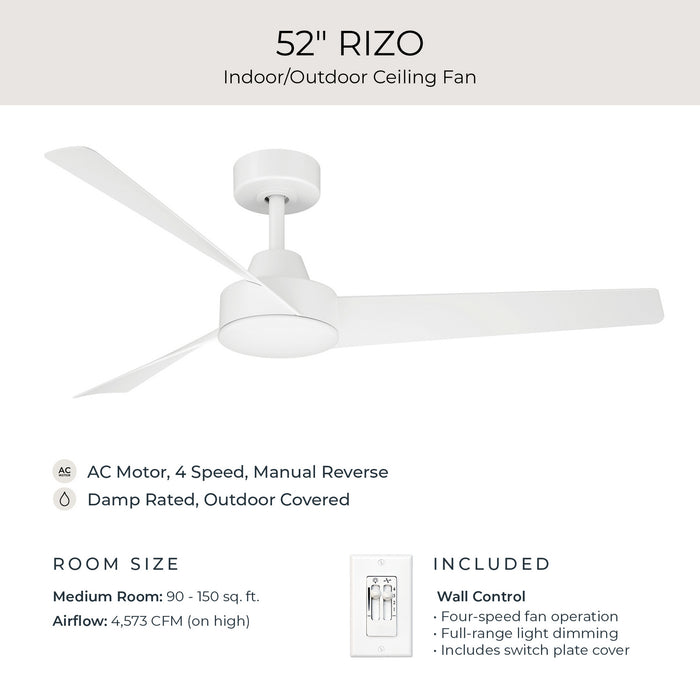 Progress Lighting - P250129-28M - 52" Ceiling Fan - Rizo - Matte White