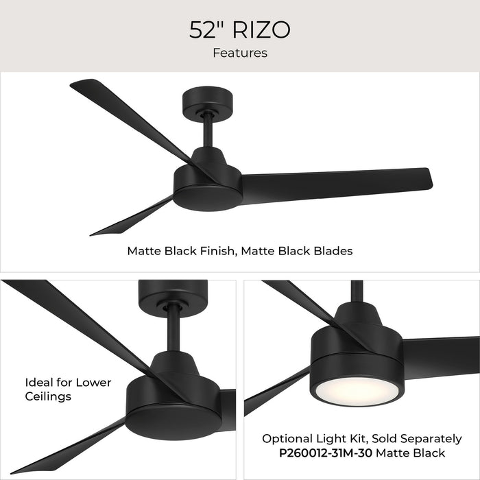 Progress Lighting - P250129-31M - 52" Ceiling Fan - Rizo - Matte Black