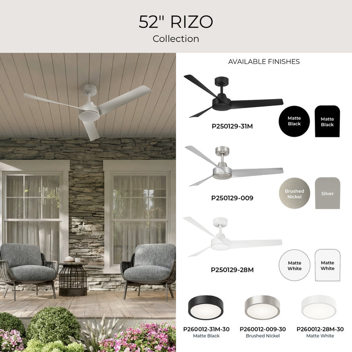 Progress Lighting - P250129-31M - 52" Ceiling Fan - Rizo - Matte Black