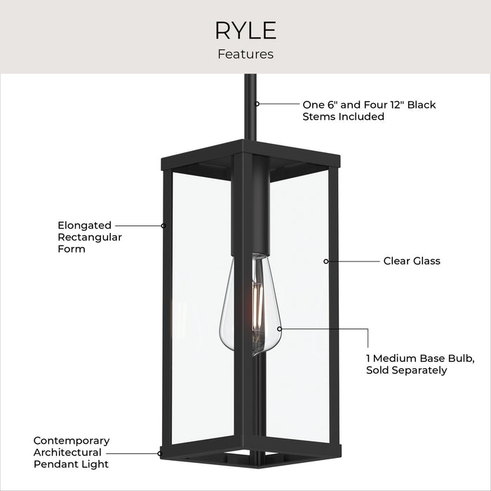 Progress Lighting - P550146-31M - One Light Outdoor Pendant - Ryle - Matte Black